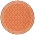 thumbnail image 4 of SAFAVIEH Courtyard Jasper Geometric Bordered Indoor/Outdoor Area Rug, 6'7" x 6'7" Round, Rust/Sand, 4 of 9