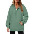 thumbnail image 1 of Womens Hoodies Quarter Zip Pullover Oversized Sweatshirts Half Zip Pullover With Pockets Fall Clothes, 1 of 7