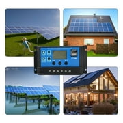 30A Solar Charge Controller, TSV Solar Panel Controller 12V/24V PWM Auto Parameter, Adjustable LCD Display Solar Panel Battery Regulator with Dual USB, Renewable Energy Controllers