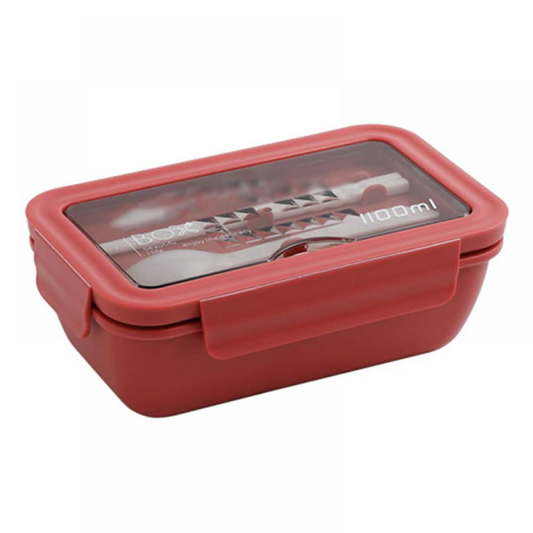 Lunch boxes 2-Compartment Bento Lunch Box Containers with Chopsticks Spoon  Can Be Microwave w/3 color