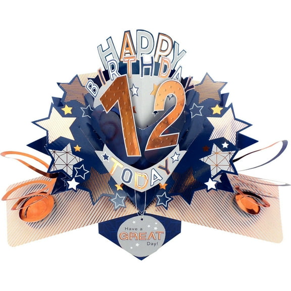 Happy 12th Birthday 12 Today Pop-Up Greeting Card Love Kate's Pop Up Cards Him
