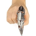 thumbnail image 4 of 1 pieza de anillo de dedo completo con nudillos góticos punk para hombres y mujeres, garra de cristal, armadura de caballero, anillo largo de lobo, joyería de plata fresca JM, 4 of 5