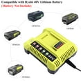 thumbnail image 2 of OP401 Fast Charger Replacement for Ryobi 40V Battery Charger, Compatible with Ryobi 40V Lithium Battery OP4040 OP4050 OP4050A OP40601 OP4026 OP4015 OP4030 Tools Battery Little Squirrel, 2 of 7