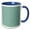 Blue/White, variant on 3drose, Common White Daisy Polka Dot Pattern on Teal Blue, 15oz Two-tone Blue Mug