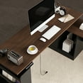 thumbnail image 6 of KULAGAGA Electric Standing Desk with Drawers and Shelves, Executive Adjustable Height Desk, L-Shaped Design, 63 inch Tabletop, for Office Deep Brown & Black, 6 of 8