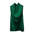 thumbnail image 2 of Adeawade Tank Tops Womens Sleeveless Satin Camisole Top Drapey V Neck Solid Color Ruffle Blouse Trend Vest Tops Green 2Xl, 2 of 2
