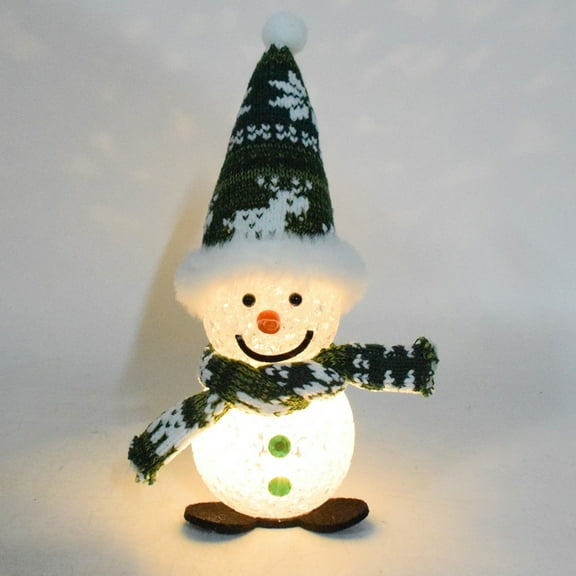 Christmas Snowman Night Light Plug In Warm Glow LED Decorative Lamp Gift Display for Kids Nursery Bedroom Holiday Green(Shipped with built-in battery)