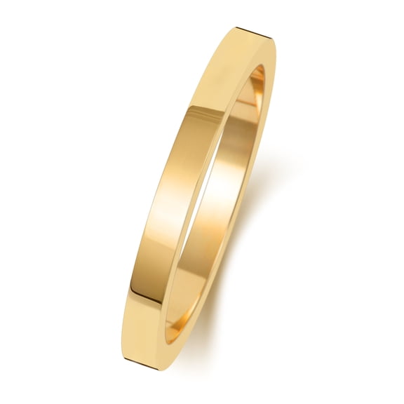 Heavy 18k Gold 2mm Flat Men/Women Wedding Band/Ring