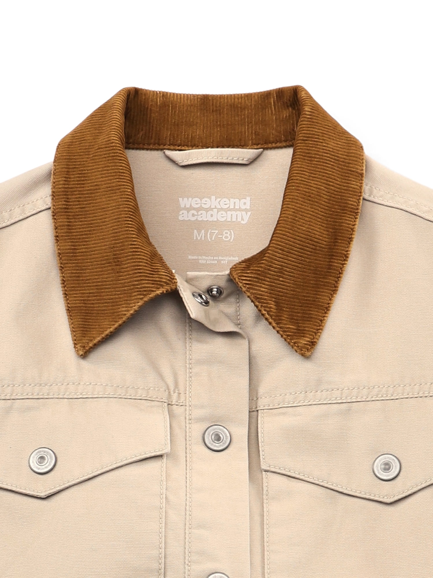 Weekend Academy Girls Denim Workwear Jacket with Corduroy Collar, Sizes 4-18