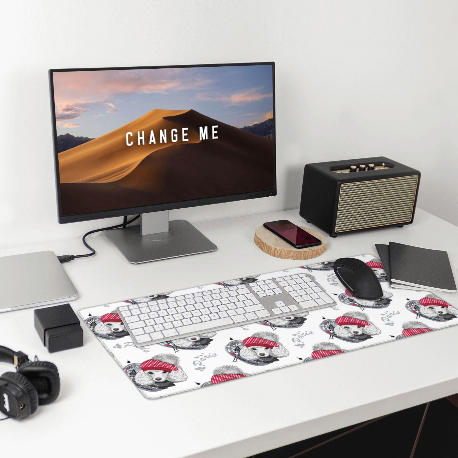 Kdxio Cute Poodle Dog Print Large Gaming Mouse Pad,Non-Slip Base,Water Resist Keyboard Pad for Gamer,Office & Home,29.5 x 15.8 in