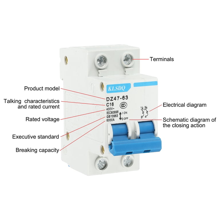 Circuit Breaker Low Voltage AC 16A 400V 2 Pole DZ47-63 C16