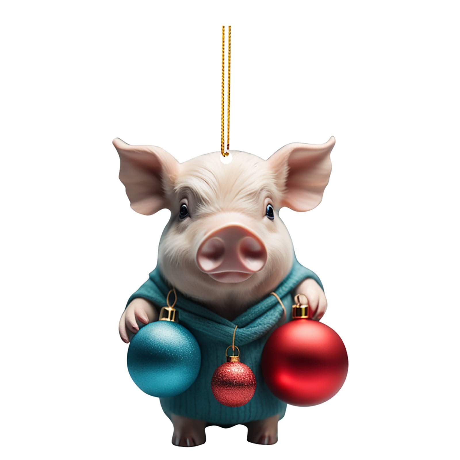 Décorations De Noël 2D En Acrylique - Cochon Animal De La Ferme Avec Chapeau De Père Noël - Décoration De Noël Amusante à Suspendre - Boules De Noël Amusantes - Cadeaux Pour
