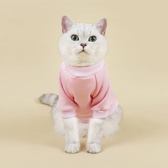 Dog Winter Sweater Cat Warm Clothes Pet Sweater Round Neck Solid Color Thickening Cat Dog Knitwear Sweater For Cats Or Dogs In Cold Season,Pink,S