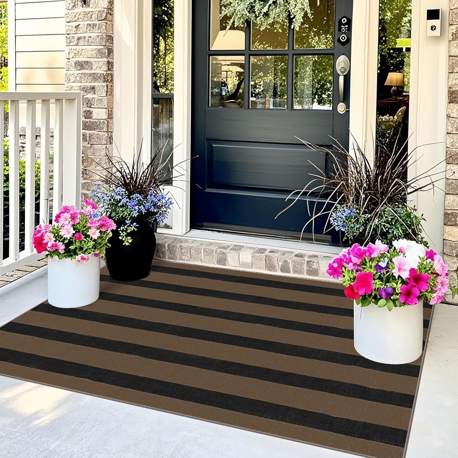 Christmas 3x5 Entry Rug - Small Washable Indoor Outdoor Mats for Front Door Non-Slip Porch Rug Holiday Tartan Plaid Throw Rugs for Living Room Bedroom Entryway Kitchen Office Porch Decor