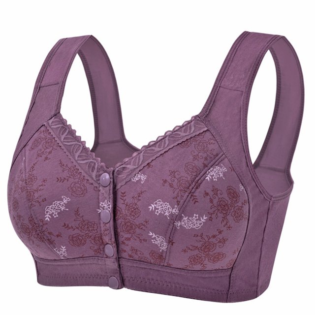Women Sexy Lace Front Buckle Prints Underwear Without Rims Vest Lace Plus Size Bra Underwear