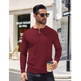 thumbnail image 2 of COOFANDY Mens Henley T-Shirts Long Sleeve Henley Pullover Sweater Collarless Button Golf Fall Shirts, 2 of 5