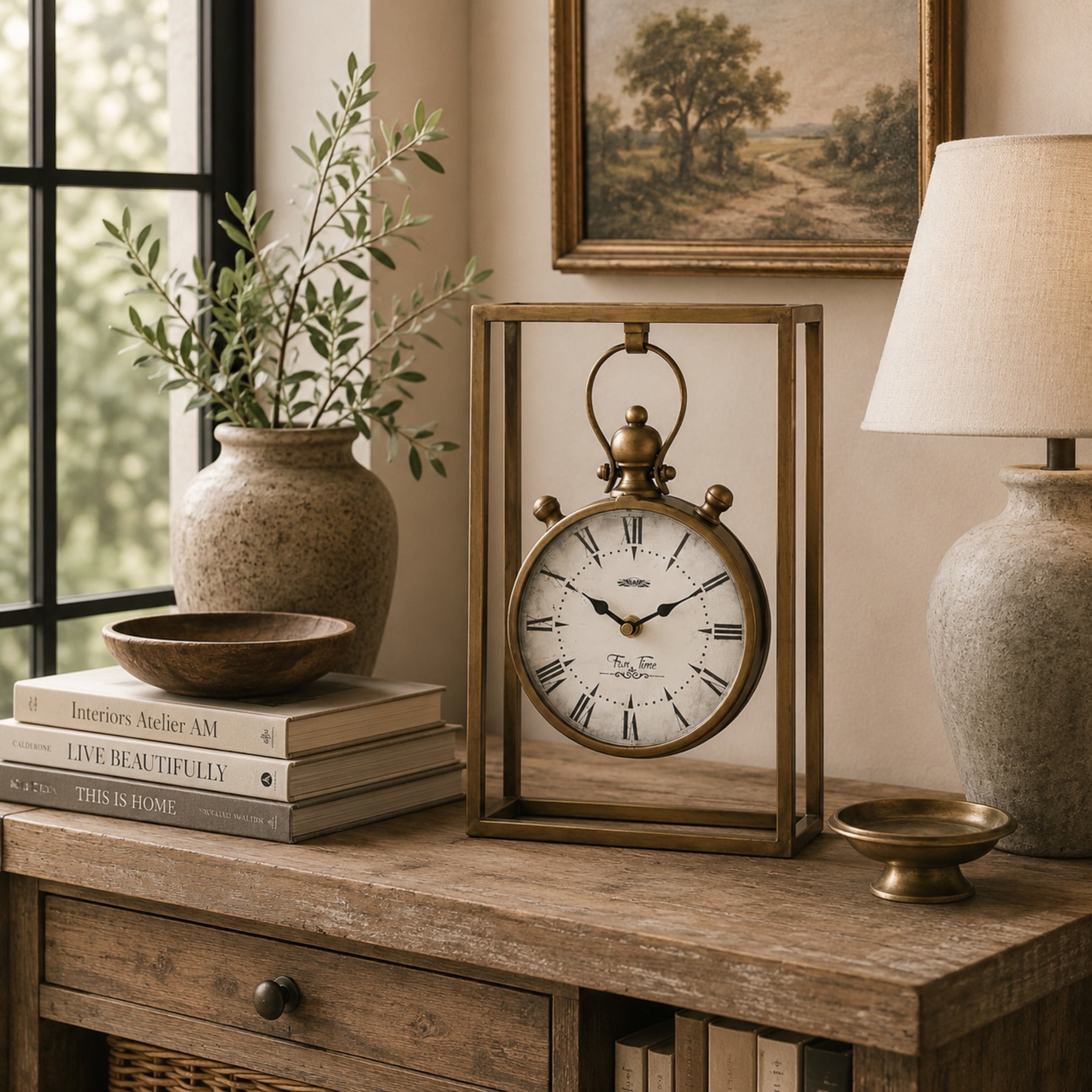 DecMode 13" Bronze Metal Standing Stopwatch Clock