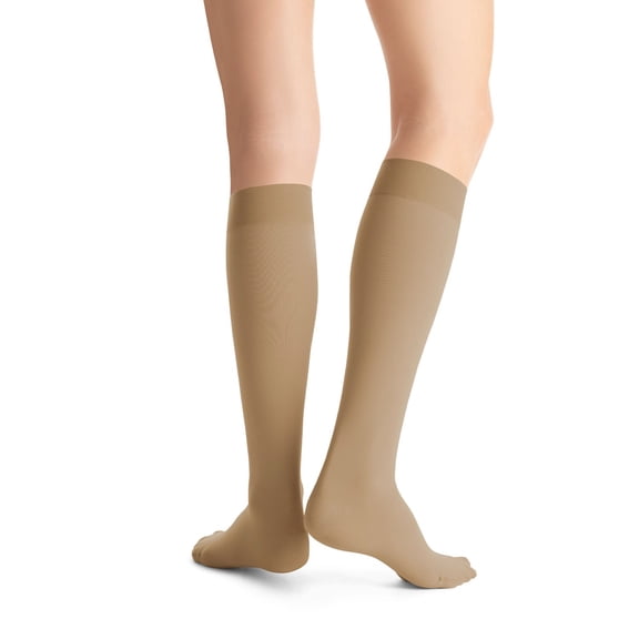 Jobst Opaque 30-40 Closed Toe Knee High Compression Stockings Natural Large Petite