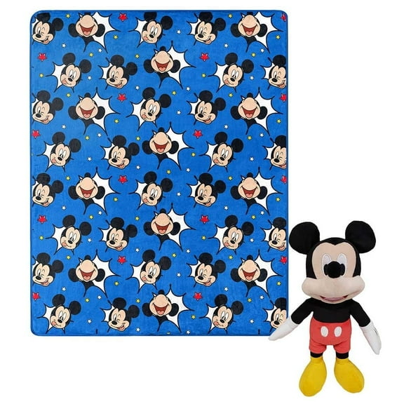 Mickey M Comic Pop Kids Silk Touch Throw Blanket with Plush Hugger