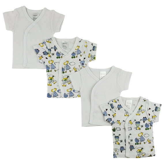 Bambini White Side Snap Short Sleeve Shirt - 4 Pack