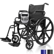 Vive Heavy-Duty Bariatric Wheelchair for Adults (Supports 400 lbs) – Foldable, Manual Transport Chair with 20" Wide Seat – Portable for Travel & Easy Transfers, Black