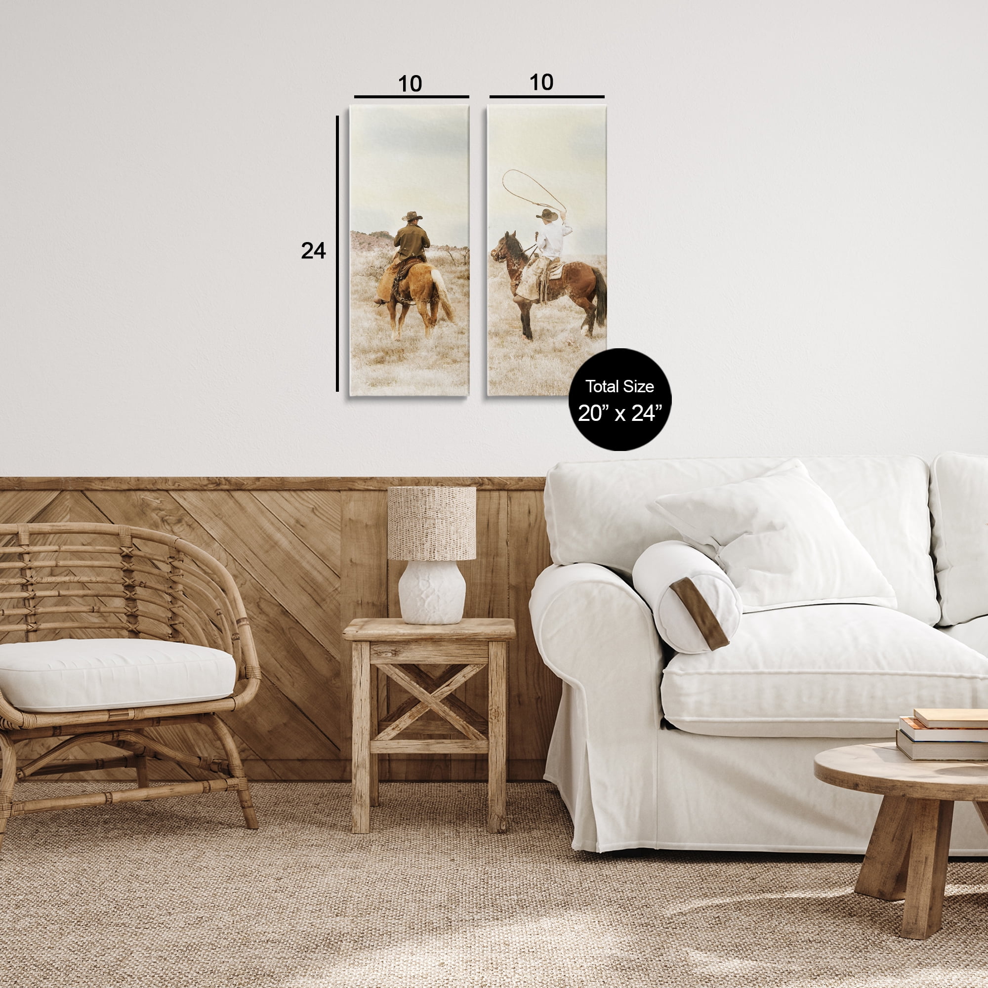 Stupell Industries Wrangling Cowboy Duo 2 Piece Canvas Wall Art Set, design by Marcus Prime