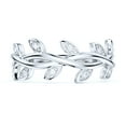 thumbnail image 2 of Sterling Silver Twisted Olive Branch Leaf Simulated Round Brilliant Diamond Promise Ring Wedding Band For Women (9.5), 2 of 6