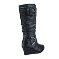 thumbnail image 4 of Women's Fashion Zip Knee High Boots Casual Wedge Heel Winter Shoes ( Black, 6.5), 4 of 5