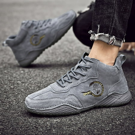 

XIAQUJ New Spring and Autumn Men s Leather Shoes Korean Fashion Lace up Short Boots Shoe Sneakers for Men 2024 Grey 10(44)