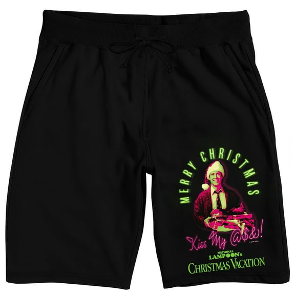 National Lampoon's Christmas Vacation Clark Merry Christmas Men's Black Sleep Pajama Shorts-Medium