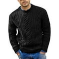 thumbnail image 2 of Huresd Men's Fisherman Cable Crewneck Sweater Winter Casual Sweater for Men Knitted Pullover Sweaters with Ribbing Edge Black 2XL, 2 of 7