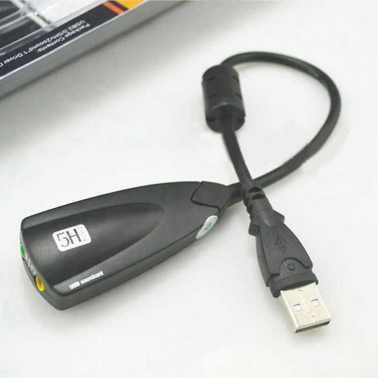 External USB Sound Card Adapter 5HV2 3D Audio Headset