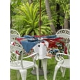 thumbnail image 2 of Outdoor Tablecloth with Umbrella Hole and Zipper, Red Snowman Christmas Round Table Cloth 60 Inch Waterproof Tablecloth, Xmas Tree Snowflake Ball Poinsettia Picnic Table Cover for Patio Camping, 2 of 7