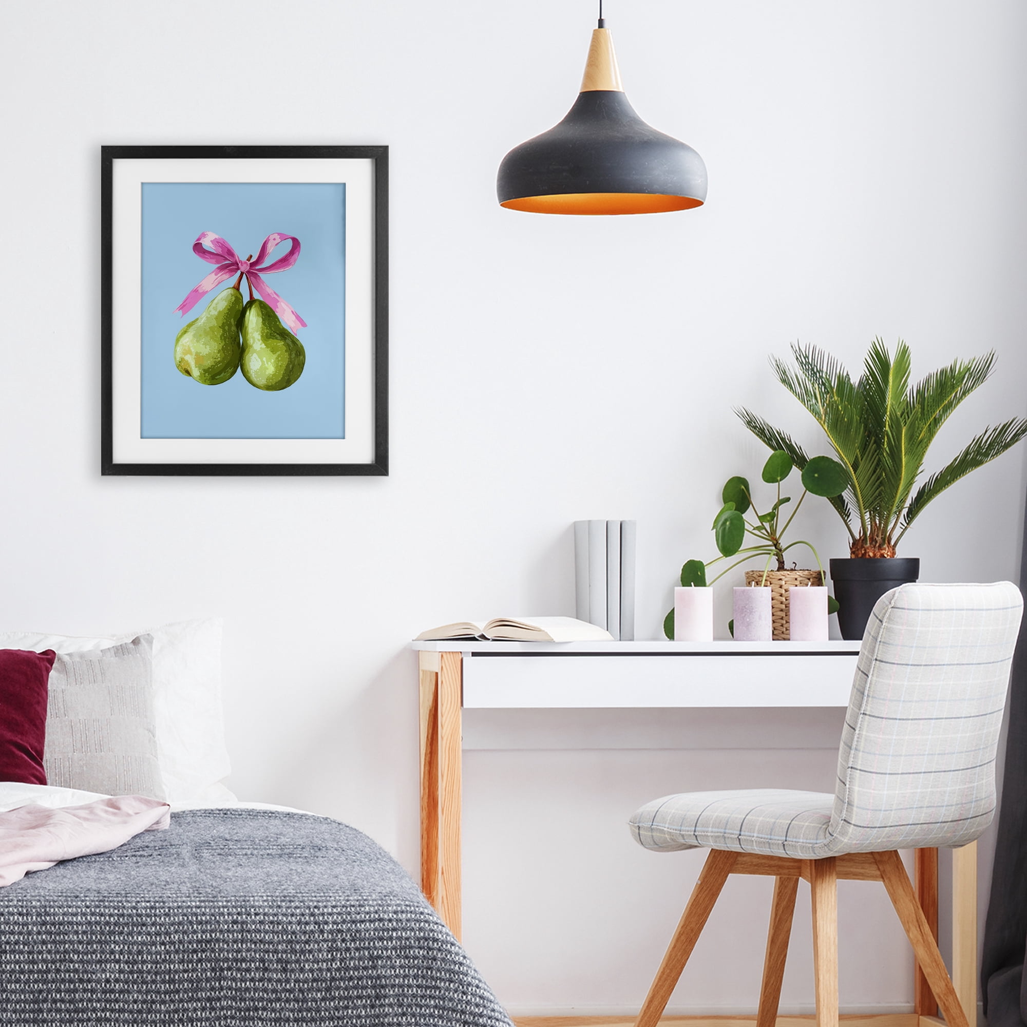 Stupell Industries Twin Pears with Ribbon Black Framed Print Under Glass, design by Imagine It Images