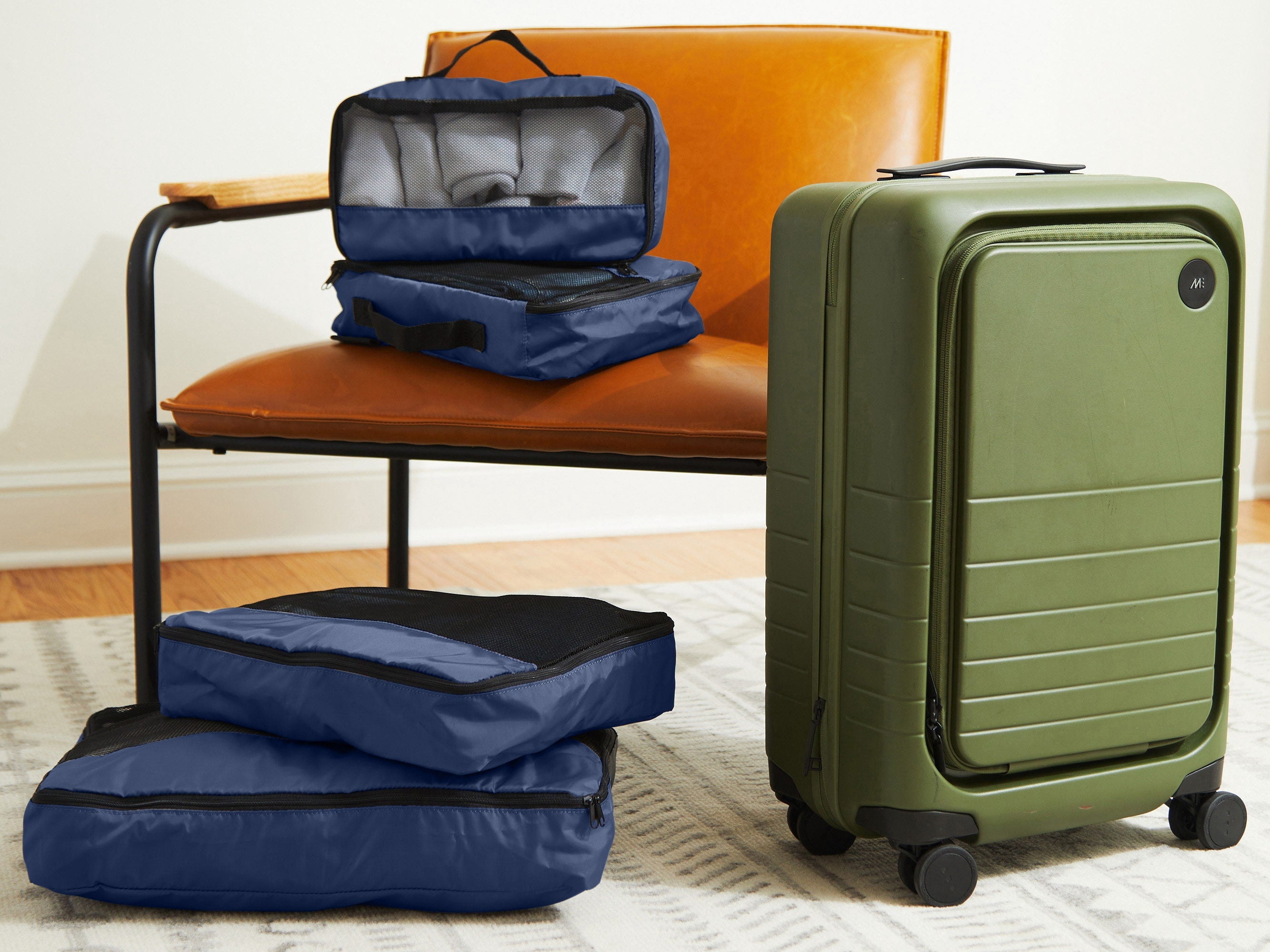 Covermates Packing Cube Set - Premium Polyester - Dual Zipper Pulls - Carrying Handle - Front Mesh Window - Travel Organization, Blue