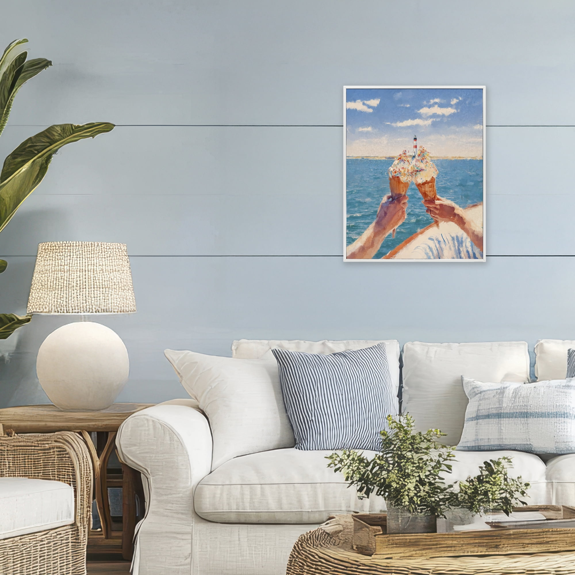 Ice Cream Cheers on Boat White Framed Giclee Art, design by Ziwei Li