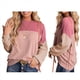 thumbnail image 2 of Camisetas Holgadas Informales de Punto con Cuello Redondo y Larga con Bloques de Color A para Mujer Rosa M, 2 of 6