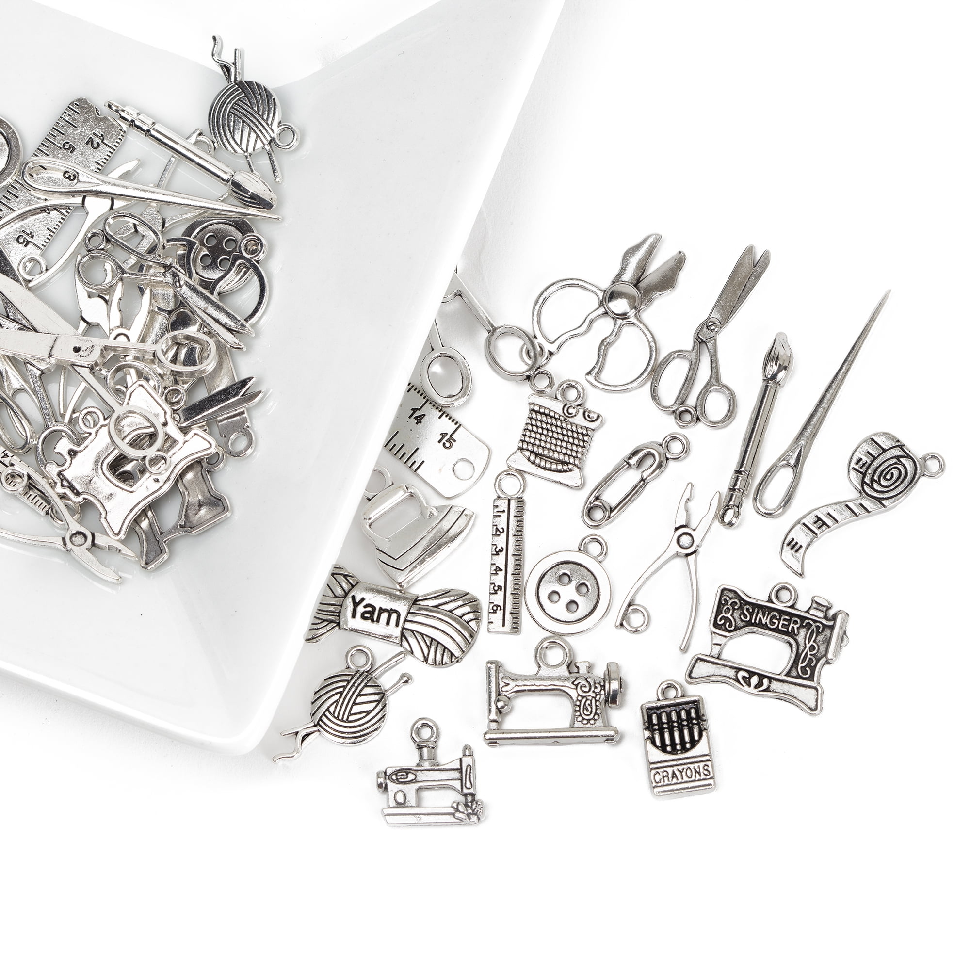 Cousin DIY 50 Piece Sewing Charms, Silver Finish, Metal, 0.08 lb, Unisex, Adult -Model 69995735