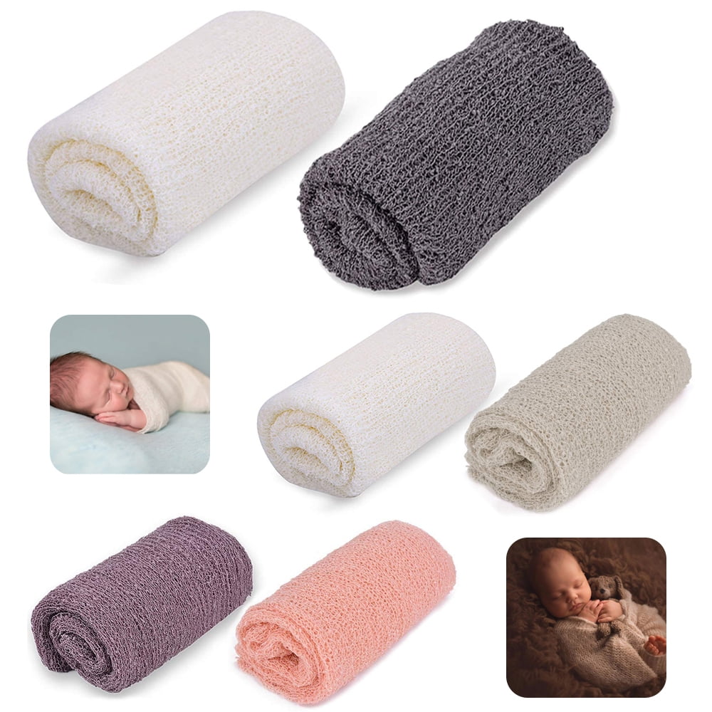 PENGXIANG 2 Pcs Newborn Baby Photography Props Elastic Knitted Photographic Swaddling Clothes Soft And Breathable Blanket Wraps For Infant Boys Girls