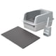 thumbnail image 4 of Caja de arena para gatos con parte abierta, orinal, viaje, resistente y grande, bandeja de arena para mascotas pequeñas, conejos, gatos gris claro, 4 of 9