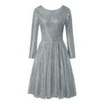 thumbnail image 3 of Pxiakgy dresses for women 2022 Women Sling Cross Wedding O-Neck Elegant Party Evening Slim Hollow Lace Dress Women's Formal Dress Grey + XL, 3 of 8