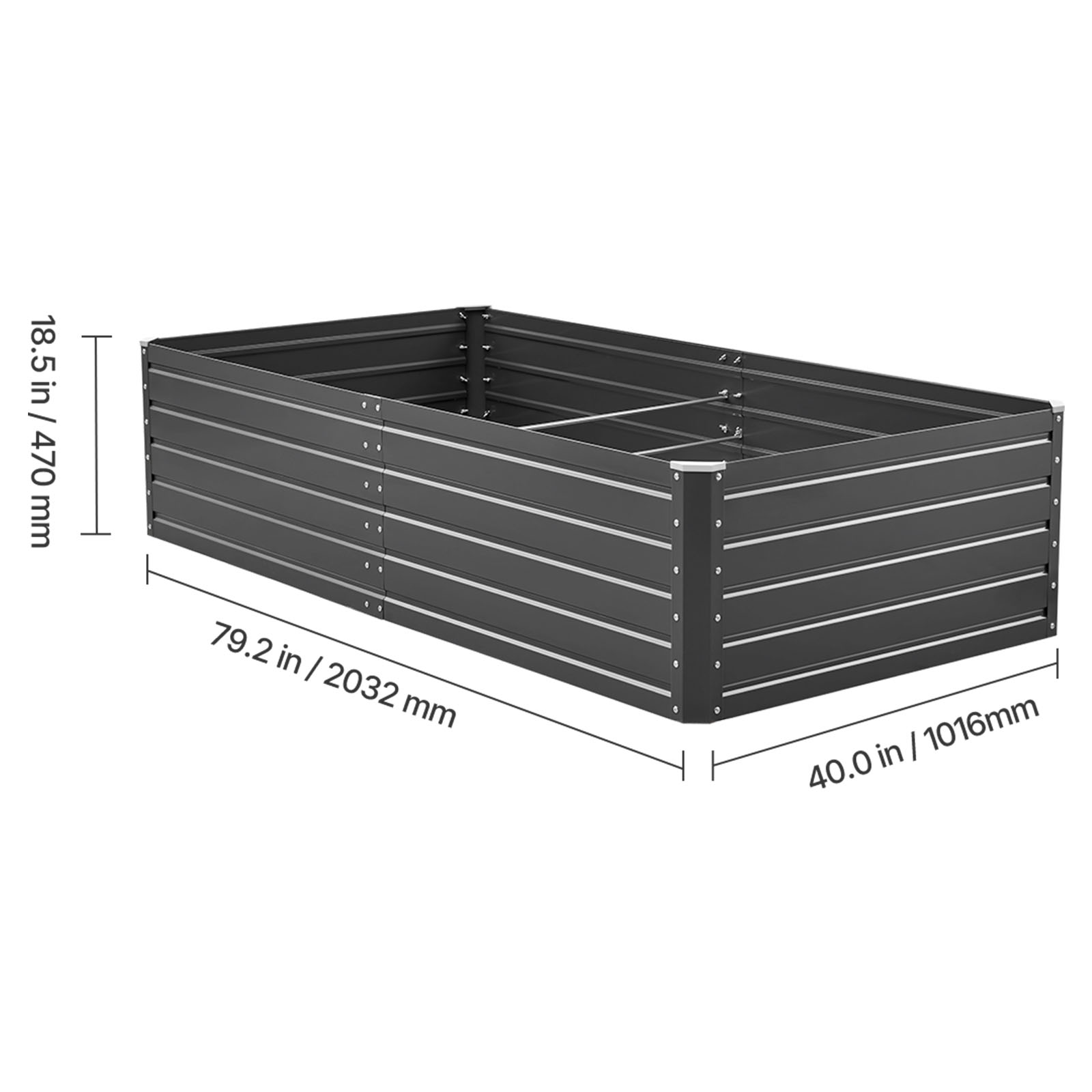 VEVOR Metal Raised Garden Bed, 6.7 x 3 x 1.5 ft Outdoor Galvalume Planter Garden Box, Open Bottom Design, Large Planter Raised Bed for Growing Vegetables, Flowers, Herbs, and Succulents, Gray