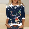 thumbnail image 1 of T-shirts pour Femmes Imprimé Décontracté Noël Manches Trois-Quarts Col Rond Hauts Femmes en Solde, 1 of 4