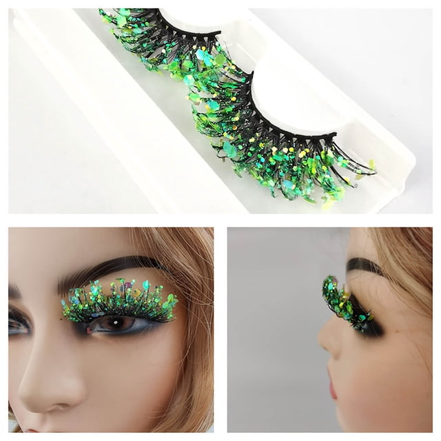Fiudx Pestañas Póstumas Gruesas, Lentejuelas Brillantes, Delineadas Reutilizables, Maquilla Natural, Ideal para Fiestas y Carnavales, Mujeres Amantes de La Belleza, Fórmula Cómoda y No Irritante.