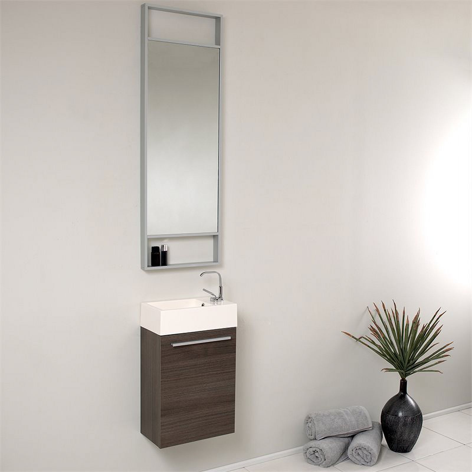 Pulito Small Modern Bathroom Vanity with Tall Mirror - image 2 of 7