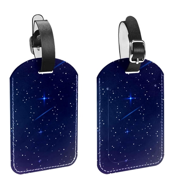 Square 2Pack PU Leather Galaxy Stars Cruise Luggage Tag with Privacy Cover and Name ID Tag for Travel Handbags Backpacks Luggage Tags