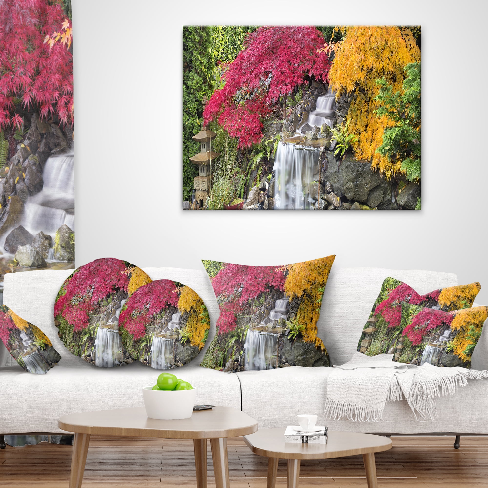 Designart Japanese Maple Trees - Floral Throw Pillow - 18x18