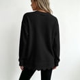 thumbnail image 4 of Women's Waffle Knit Crew Neck Long Sleeve Pullover Tops, Scalloped Hem & Scallop Cuffs Design, Loose Fit Casual Sweatshirt, Solid Color Fall Tunic Shirts for Women Black 3XL, 4 of 5