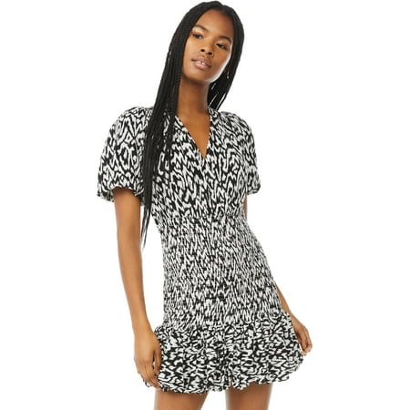 Scoop Women's Mini Dress with Puff Sleeves