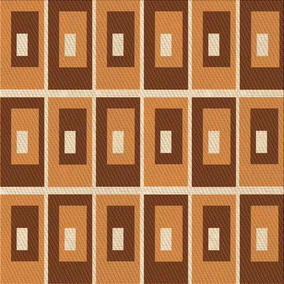 Ahgly Company Indoor Square Patterned Cantaloupe Orange Area Rugs, 6' Square